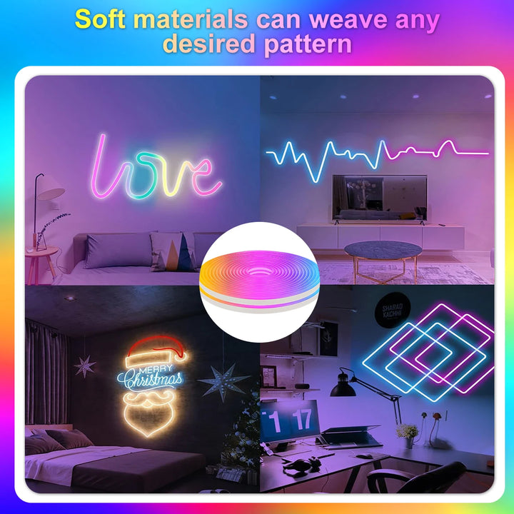 1–5M RGB Neon Strip Light – USB Powered, Waterproof, Bluetooth Remote Control | Flexible Light for Home Decor