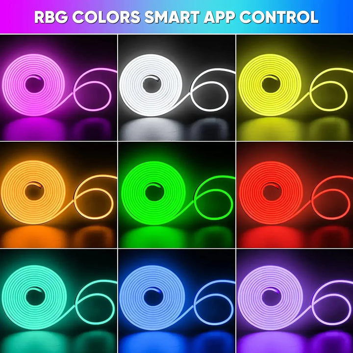 1–5M RGB Neon LED Strip – Tuya App & Remote Control | Waterproof Flexible Light for Home Decor