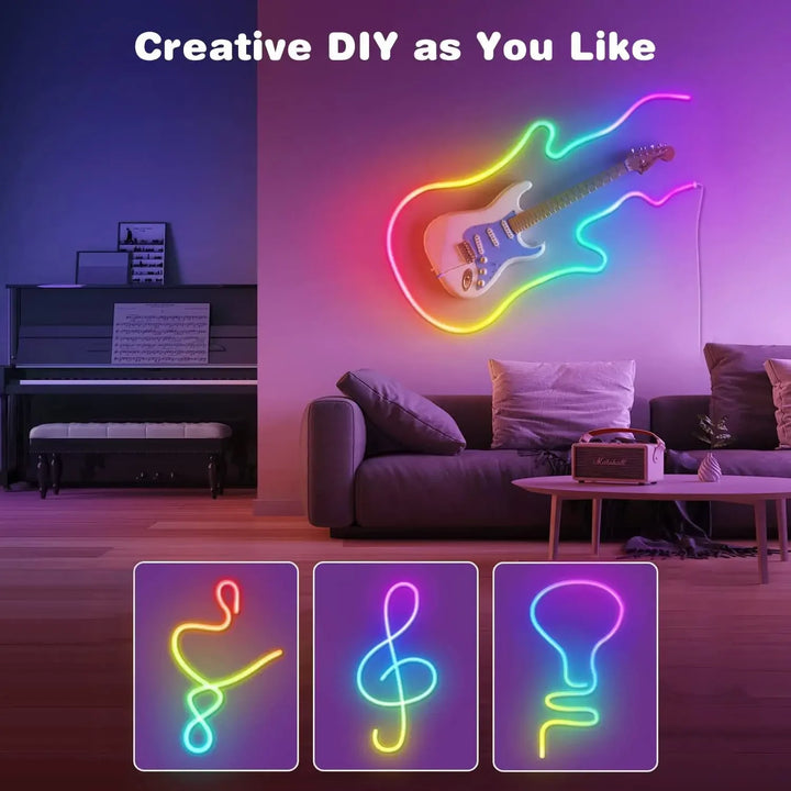 1–5M RGB Neon LED Strip – Tuya App & Remote Control | Waterproof Flexible Light for Home Decor